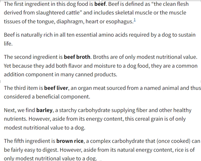 Ingredient Analysis of Verus Dog Food